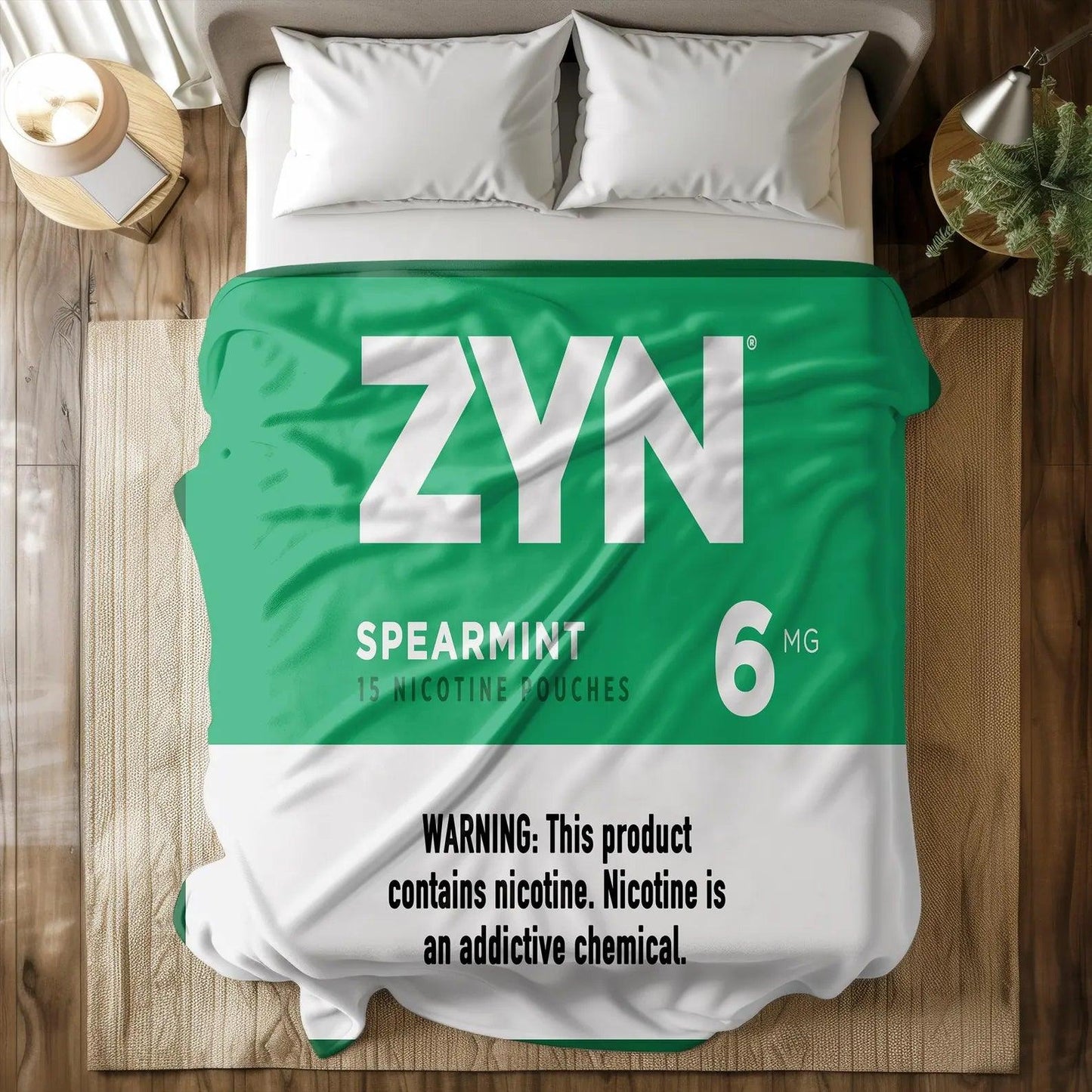 ZYN WINTERGREEN Blanket | Cozy Wintergreen Throw Blanket | Trendy ZYN Home Decor Soft Wintergreen Logo Blanket