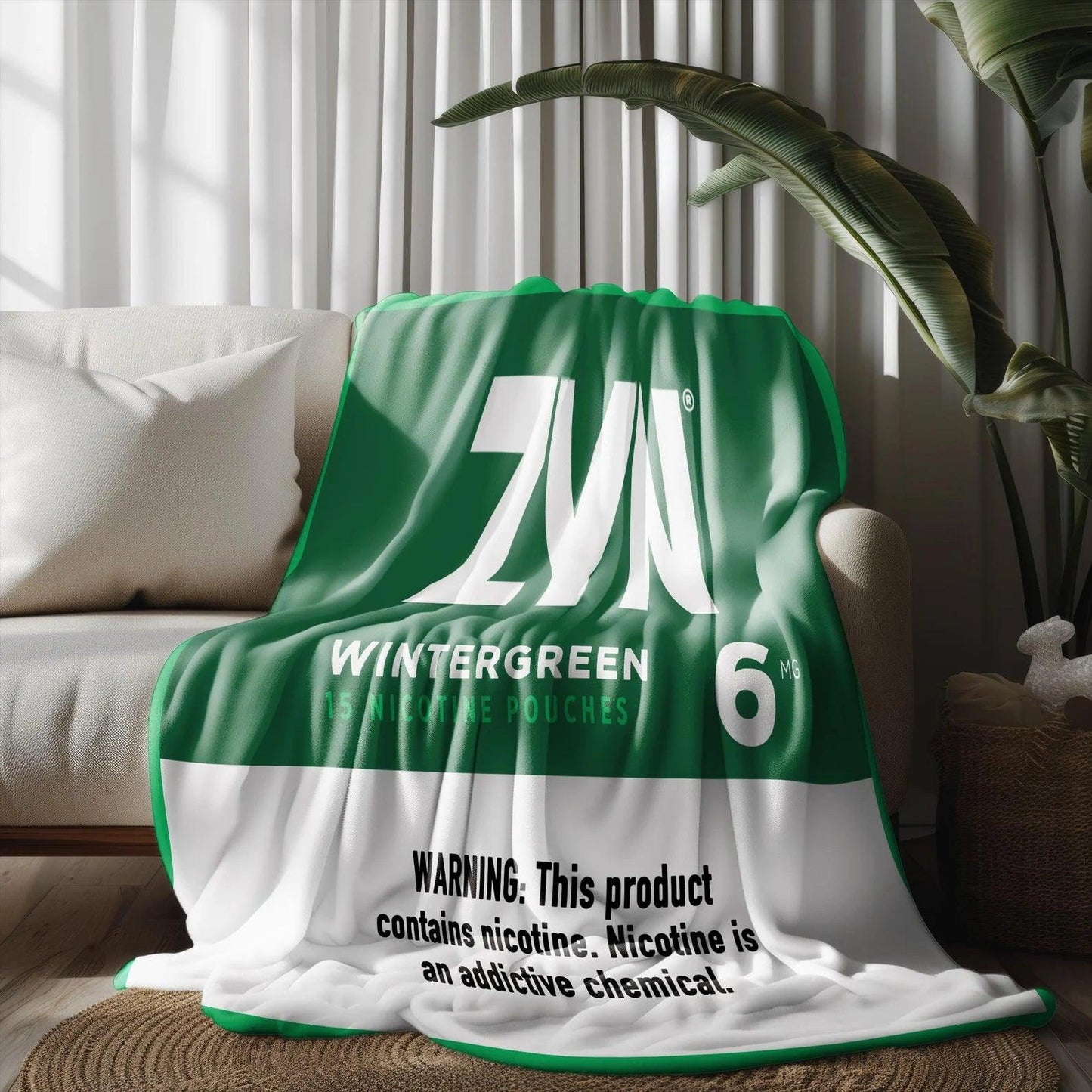 ZYN WINTERGREEN Blanket | Cozy Wintergreen Throw Blanket | Trendy ZYN Home Decor Soft Wintergreen Logo Blanket